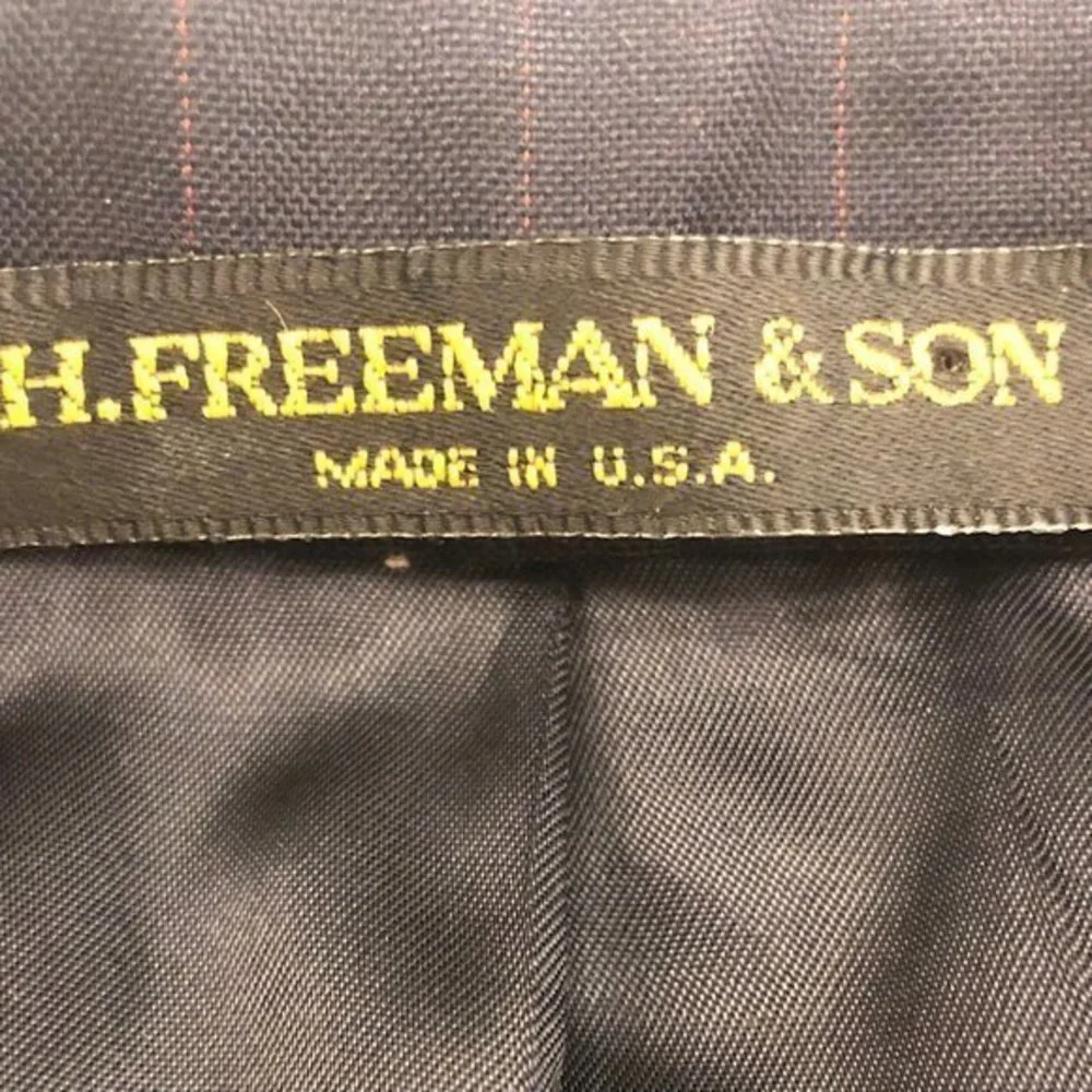 H Freeman & Sons Men's Sport Coat 38R Navy Blue Striped Blazer Sports Suit Jack‎